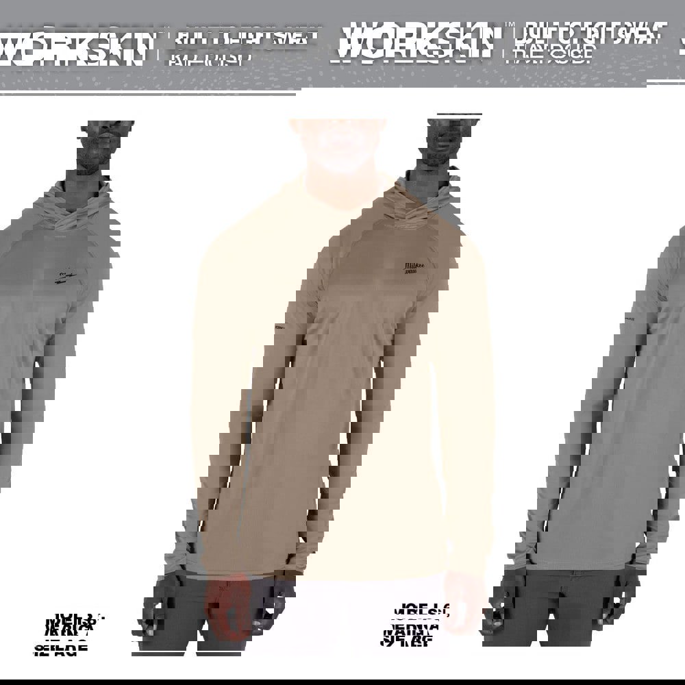 Shirts; Garment Style: Long Sleeve; Hooded ; Garment Type: Lightweight ; Size: Large ; Color: Khaki ; Material: Polyester ; Chest Size (Inch): 46-48